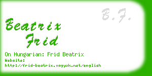 beatrix frid business card